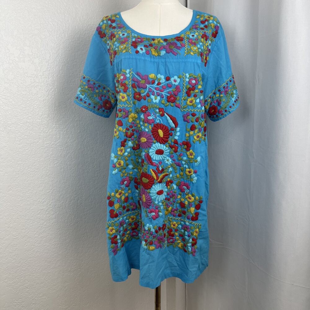 Sister Mary Dress Womens Small Blue Floral Boho Cottagecore Artsy Vacation